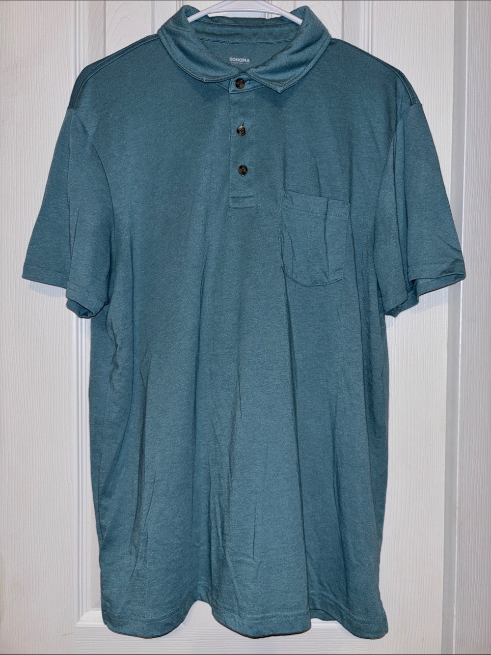 Sonoma Men's Short-Sleeve Polo in Teal Blue-Green